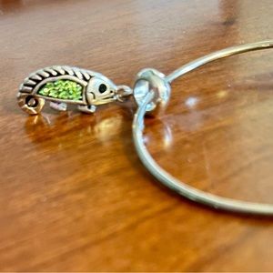 Sterling silver green rhinestone chameleon charm